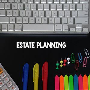 Estate planning keyboard and office supplies to structure inheritance and prevent loss
